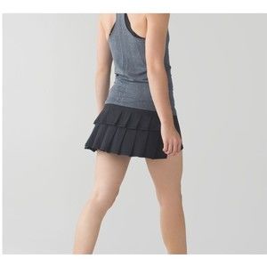 Lululemon Pace Setter Skirt Skort Women 10 Black Lined Tennis Pleats Pleated Run